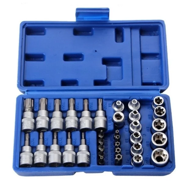 34PCS E-Type & Torx Socket Set – External Torx Socket & Bit Tool Kit for Automotive Repair