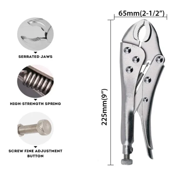 CR-V Long Nose Locking Pliers 5 Inch to 9 Inch Professional Grade Grip Tool