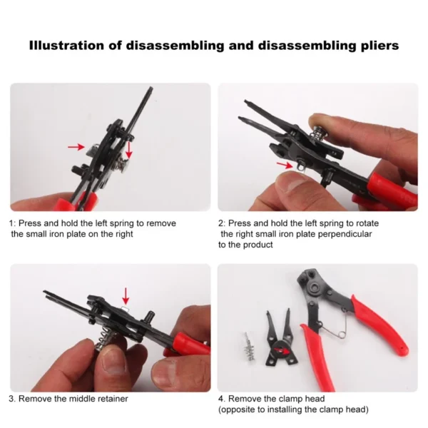 4PCS Universal Circlip Pliers Set Snap Ring Pliers with Interchangeable Heads for Retaining Rings