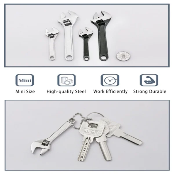 Mini Adjustable Wrench 2.5 Inch / 4 Inch Steel Monkey Wrench Open-End Spanner Tool