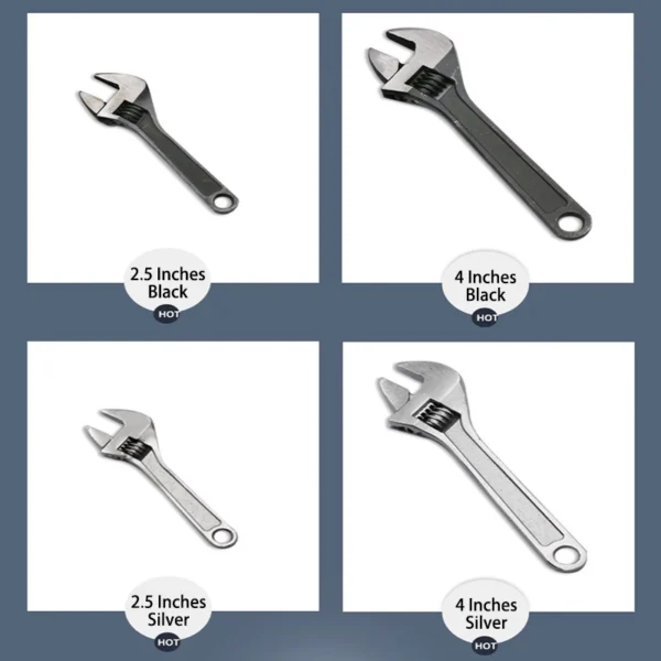 Mini Adjustable Wrench 2.5 Inch / 4 Inch Steel Monkey Wrench Open-End Spanner Tool