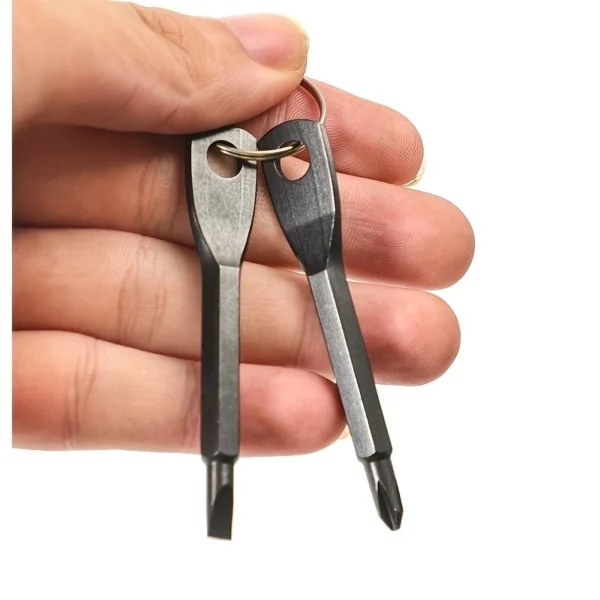 MIKA STORE 3PCS Mini Portable Keychain Screwdriver Set Adjustable Metal Repair Tool for Automobile