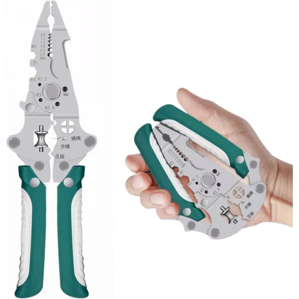 16-in-1 Foldable Wire Stripping Tool Multifunctional Electrician Pliers Cutter Crimper Hand Tool